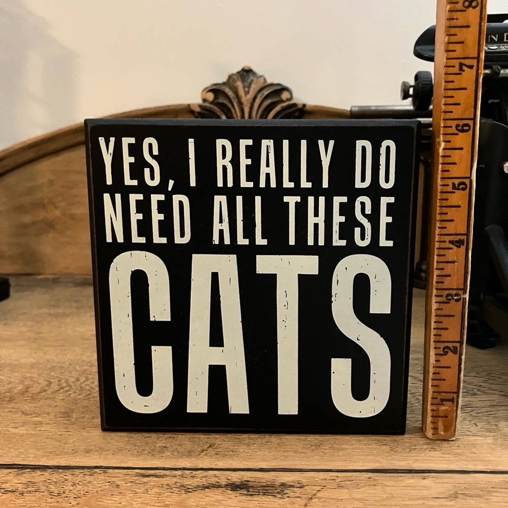 Primitives By Kathy Yes, I Really Do Need All These Cats Wooden Box Desk/Shelf